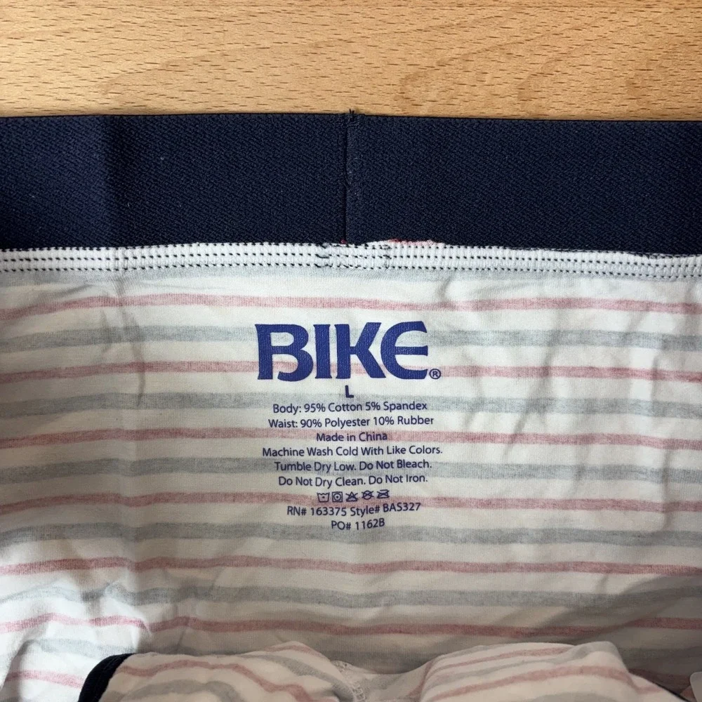 Bike Brief Underwear Men's Large Cotton Stretch Striped Red Blue New